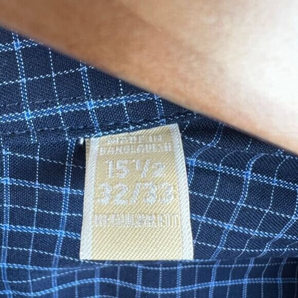 Michael Michael Kors Mens Size M 15 1/2 Blue Long Sleeve Button Down Shirt 32 33 - Picture 5 of 12